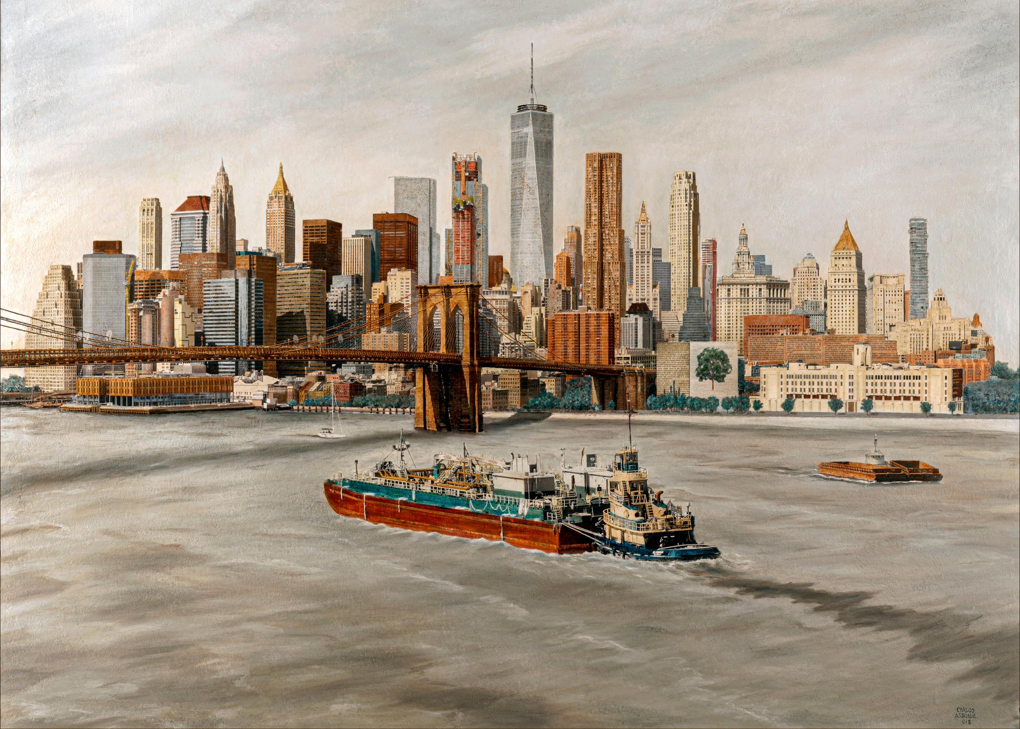 A cityscape view from Brooklyn, portraying the southern part of Manhattan united as an ideal cityscape.