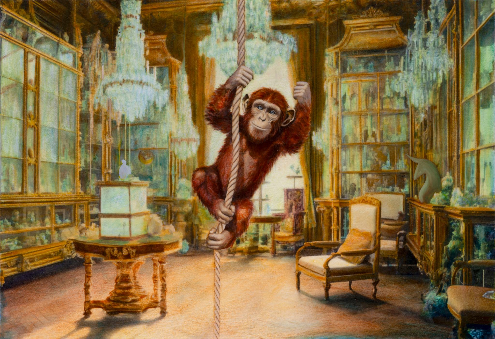 Nature reclaims the space that has always belonged to it and that was gradually lost to human hands.
This monkey is going to have a lot of fun in this sophisticated Madrid interior full of cristal. 